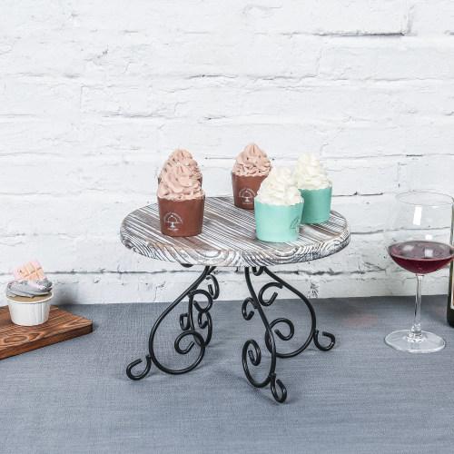 Torched Wood & Metal Design Cake Stand