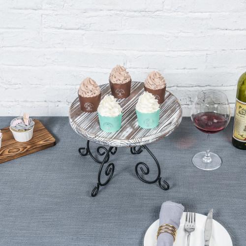 Torched Wood & Metal Design Cake Stand