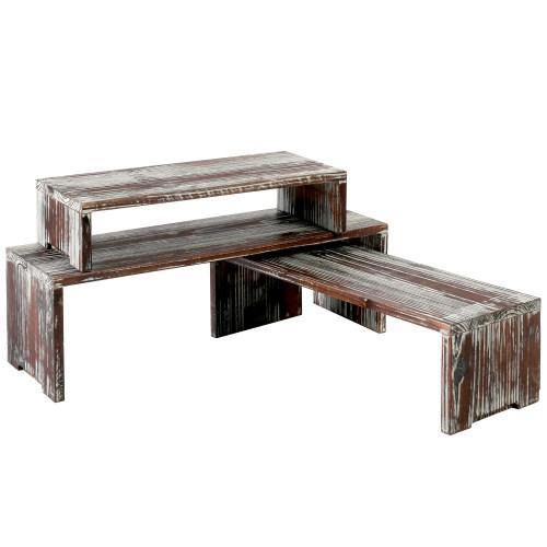 Torched Wood Retail Display Risers, Set of 3 – MyGift