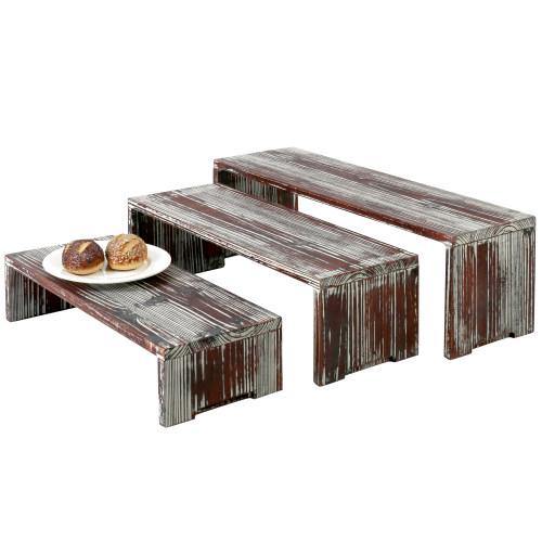 Torched Wood Retail Display Risers, Set of 3 – MyGift
