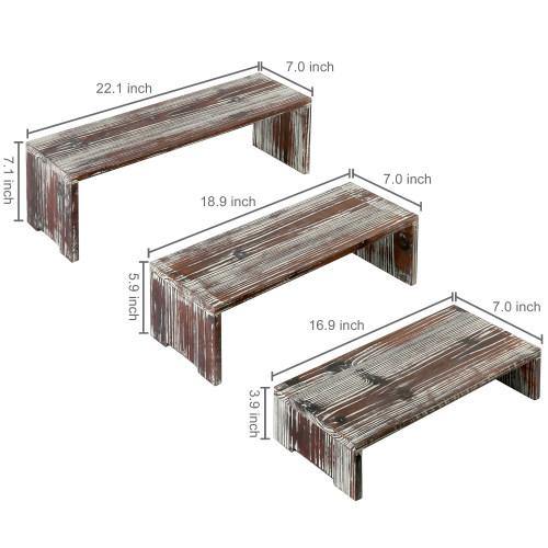 Torched Wood Retail Display Risers, Set of 3 - MyGift
