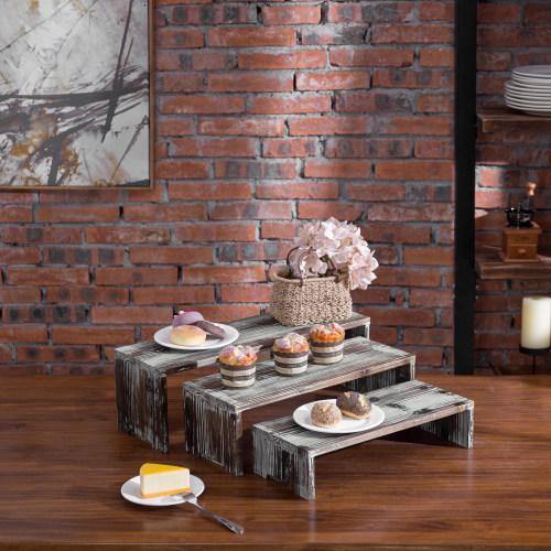 Torched Wood Retail Display Risers, Set of 3 - MyGift