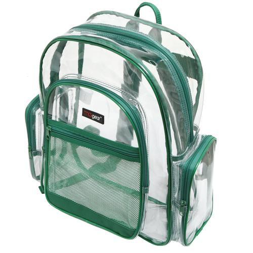 Transparent PVC School Bagpack with Green Trim