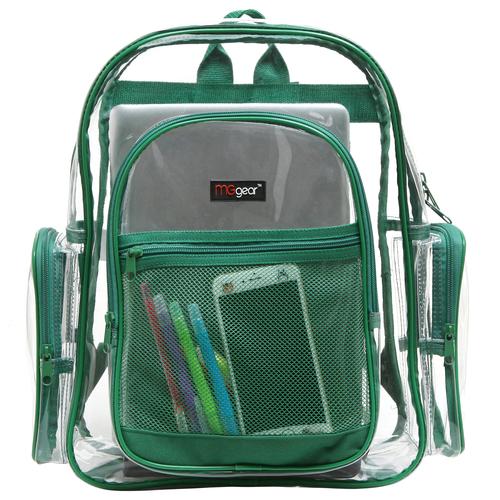 Transparent PVC School Bagpack with Green Trim