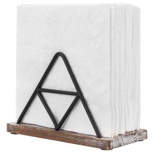 Triangle Design Metal Wire & Torched Wood Napkin Holder - MyGift