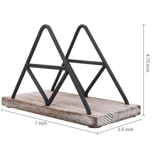 Triangle Design Metal Wire & Torched Wood Napkin Holder - MyGift