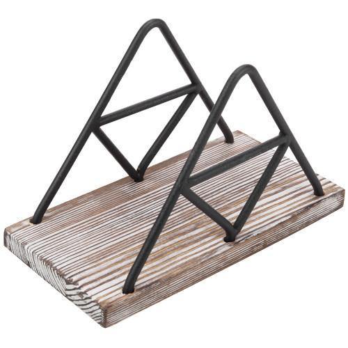 Triangle Design Metal Wire & Torched Wood Napkin Holder - MyGift