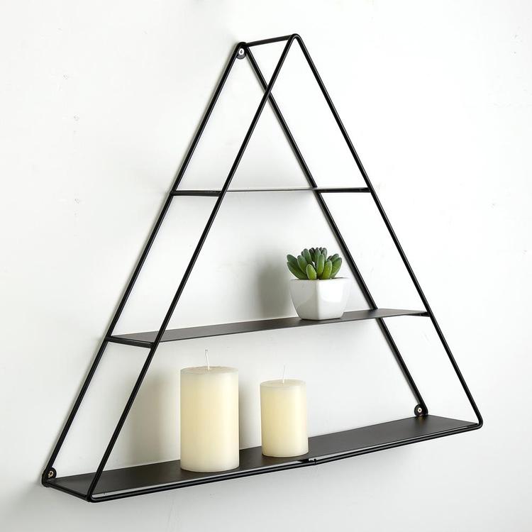 3 Tier Wall Mounted Triangular Matte Black Metal Pyramid Display Shelf - MyGift Enterprise LLC