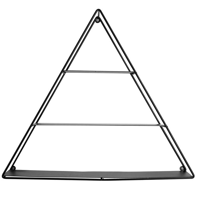 3 Tier Wall Mounted Triangular Matte Black Metal Pyramid Display Shelf - MyGift Enterprise LLC