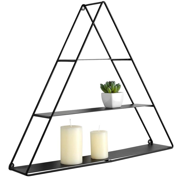 3 Tier Wall Mounted Triangular Matte Black Metal Pyramid Display Shelf - MyGift Enterprise LLC