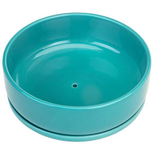 Turquoise Ceramic Succulent Planter with Removable Saucer - MyGift