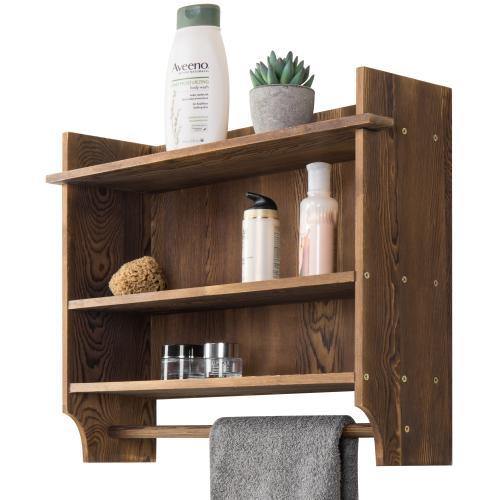 Urban Wood Bathroom Shelves with Towel Bar - MyGift