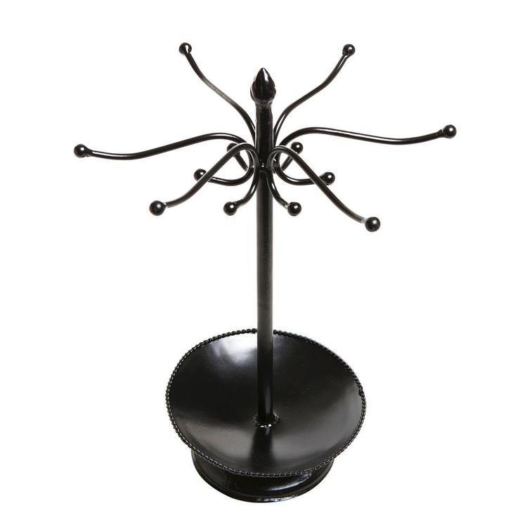 Victorian Style Black Metal Jewelry Organizer Rack Stand w/ Ring Tray - MyGift