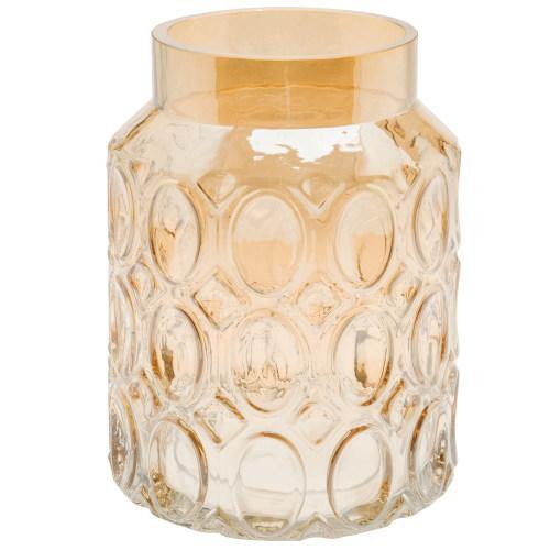 Vintage Amber Glass Flower Vase with Dimpled Texture - MyGift