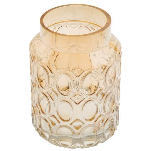 Vintage Amber Glass Flower Vase with Dimpled Texture - MyGift