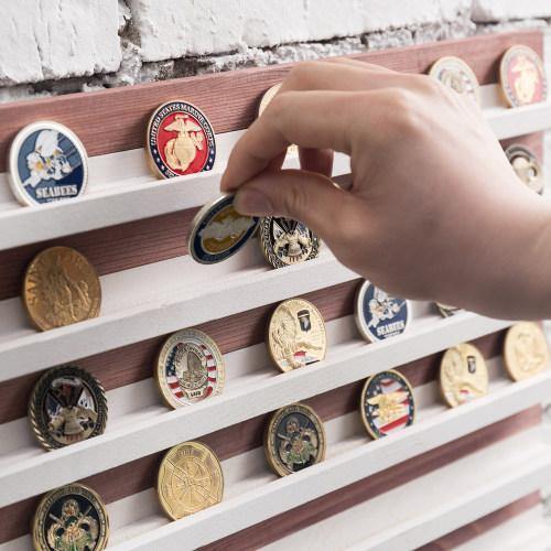 Vintage American Flag Solid Wood Challenge Coin Display - MyGift