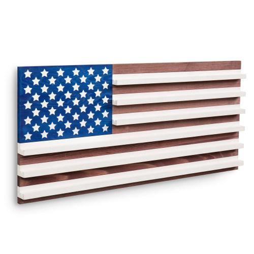 Vintage American Flag Solid Wood Challenge Coin Display - MyGift