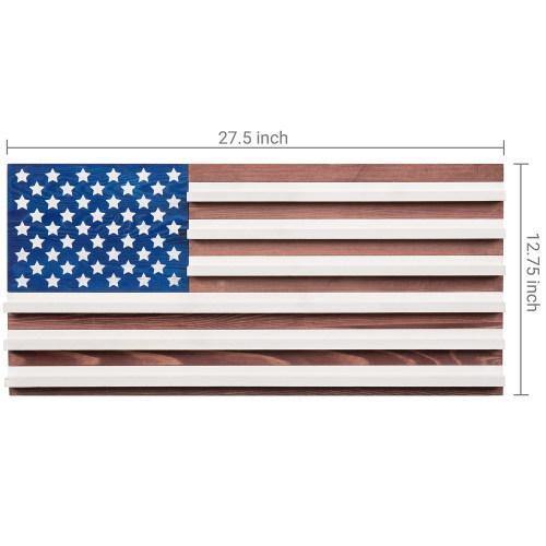 Vintage American Flag Solid Wood Challenge Coin Display - MyGift
