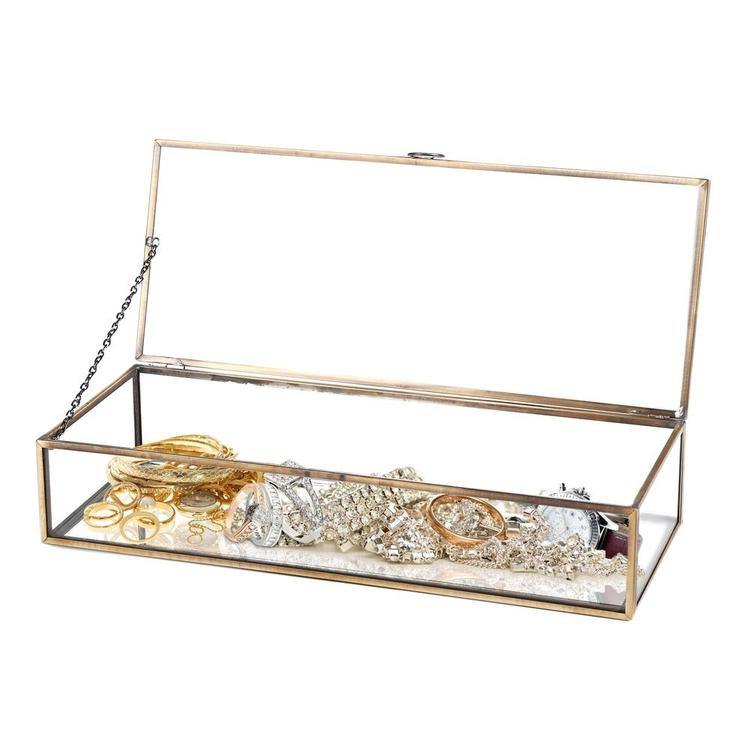 Vintage Brass Metal & Mirrored Glass Display Case - MyGift