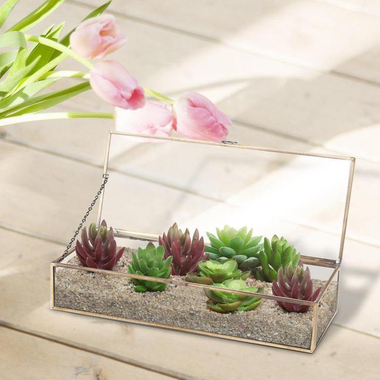 Vintage Brass Metal & Mirrored Glass Display Case - MyGift