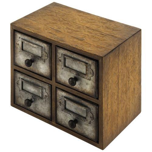 Vintage Brown Wood & Galvanized Metal Desktop Organizer - MyGift