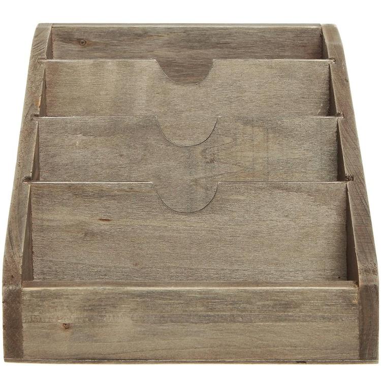 Vintage Dark Brown Wood 4 Compartments Decorative Rustic Mail Sorter / Office Desk Stationary Organizer - MyGift Enterprise LLC