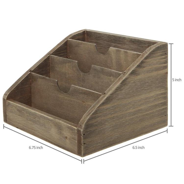 Vintage Dark Brown Wood 4 Compartments Decorative Rustic Mail Sorter / Office Desk Stationary Organizer - MyGift Enterprise LLC