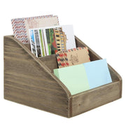 Vintage Dark Brown Wood 4 Compartments Decorative Rustic Mail Sorter / Office Desk Stationary Organizer - MyGift Enterprise LLC