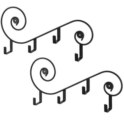 Vintage Design Mug Rack, Black Metal, Set of 2