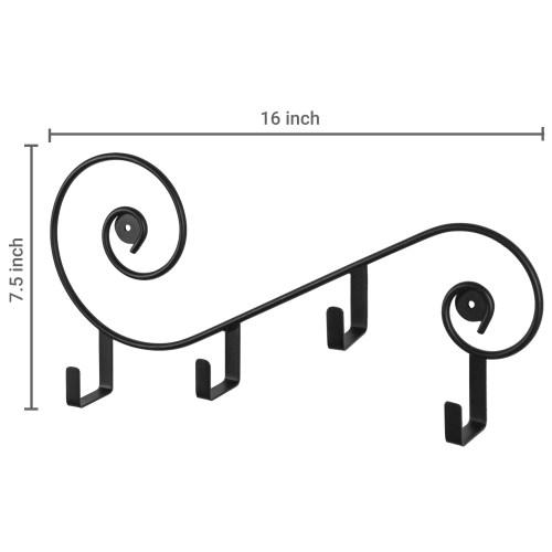Vintage Design Mug Rack, Black Metal, Set of 2