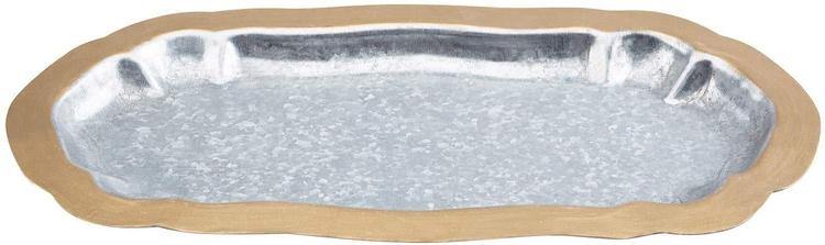 Vintage Galvanized Tray with Brass-Tone Rim - MyGift