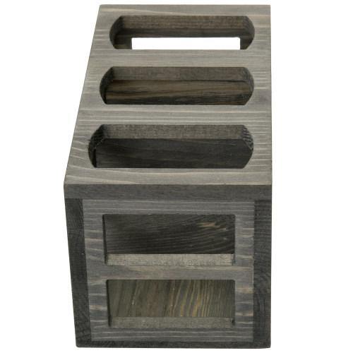 Vintage Gray Solid Wood Remote Control Organizer - MyGift
