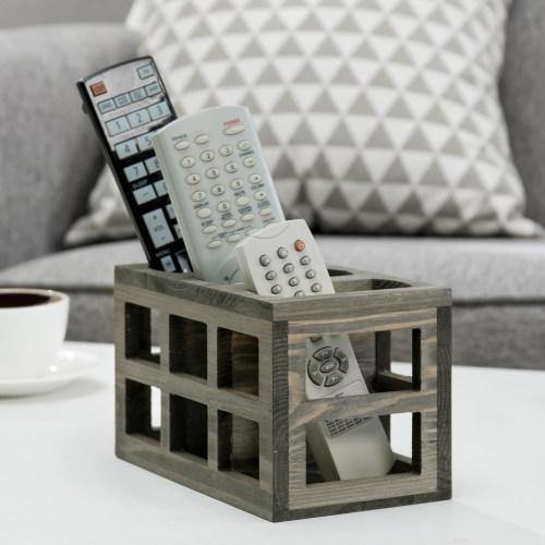 Vintage Gray Solid Wood Remote Control Organizer - MyGift