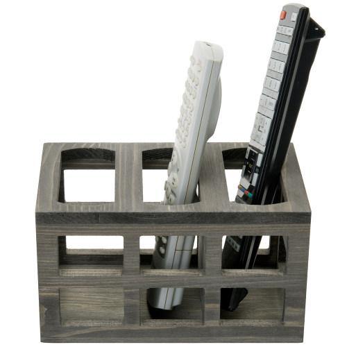 Vintage Gray Solid Wood Remote Control Organizer - MyGift