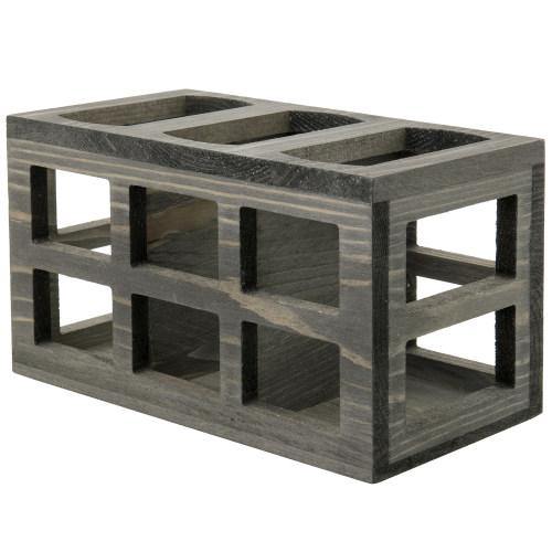 Vintage Gray Solid Wood Remote Control Organizer - MyGift