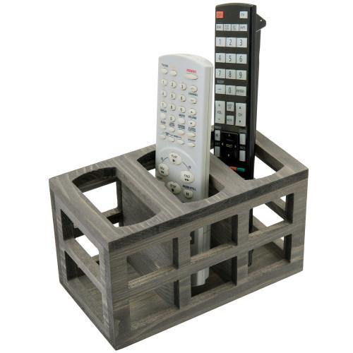 Vintage Gray Solid Wood Remote Control Organizer - MyGift