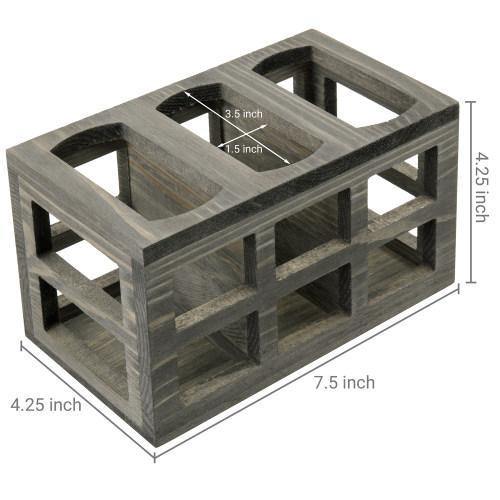 Vintage Gray Solid Wood Remote Control Organizer - MyGift