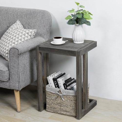 Vintage Gray Under-The-Couch Wood Side Table - MyGift