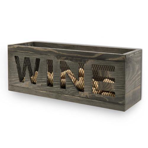 Vintage Gray Wood and Metal Mesh Wall WINE Cork Holder - MyGift