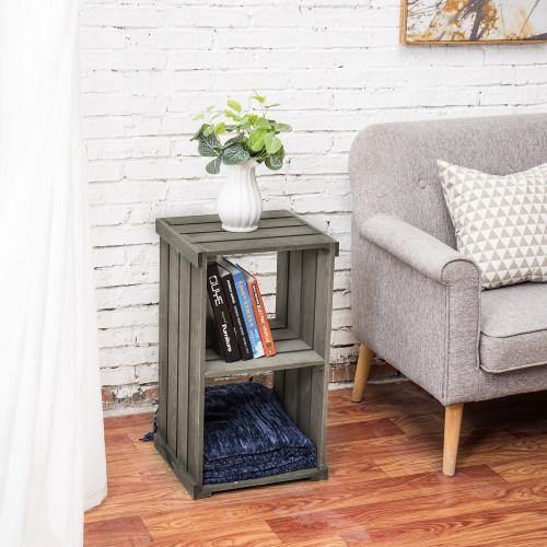 Vintage Gray Wood Crate Design Organizer Shelf - MyGift