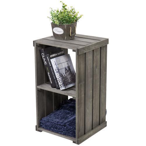Vintage Gray Wood Crate Design Organizer Shelf - MyGift