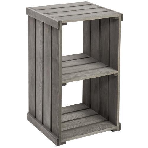 Vintage Gray Wood Crate Design Organizer Shelf - MyGift