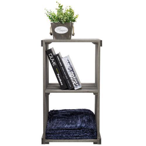Vintage Gray Wood Crate Design Organizer Shelf - MyGift