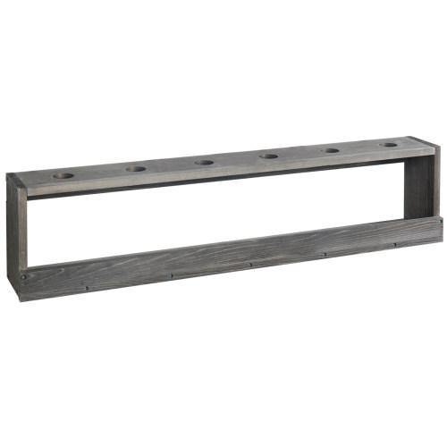 Vintage Gray Wood Ping Paddle Rack with Ball Storage Shelf - MyGift