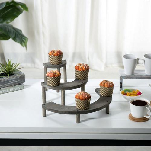 Vintage Gray Wood Semicircle Cupcake Display Stand - MyGift
