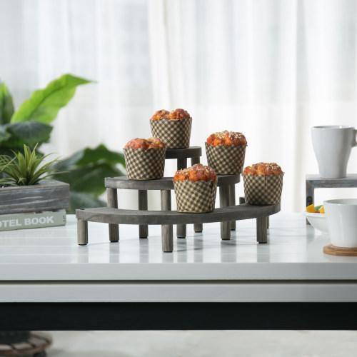 Vintage Gray Wood Semicircle Cupcake Display Stand - MyGift
