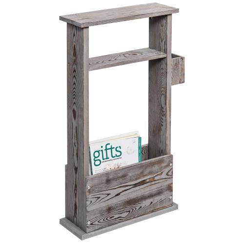Vintage Gray Wood Side Table with Magazine Holder - MyGift