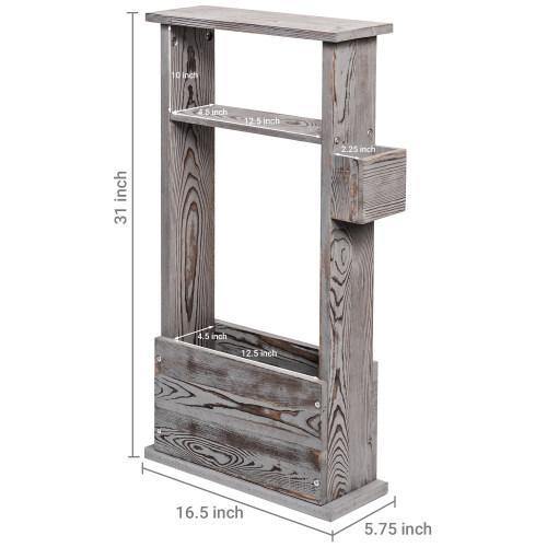 Vintage Gray Wood Side Table with Magazine Holder - MyGift