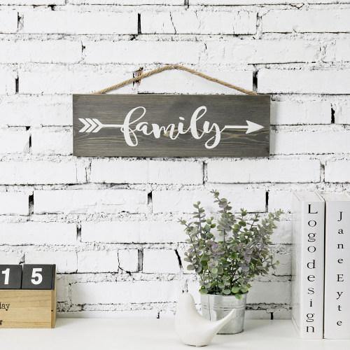 Vintage Gray Wood Sign "Family" - MyGift