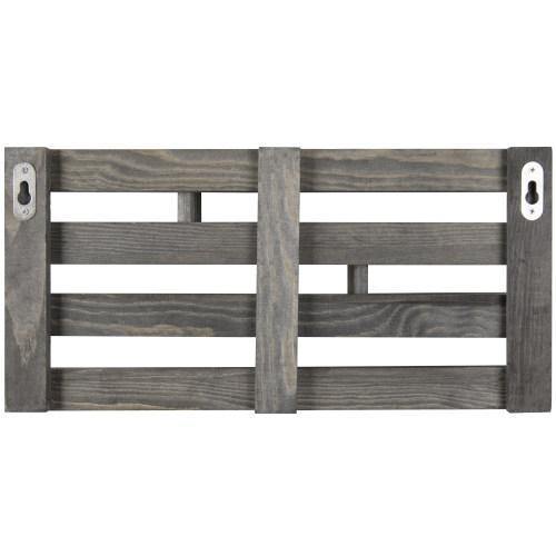Vintage Gray Wood Wall-Mounted Stair Display Shelf with Key Hooks - MyGift